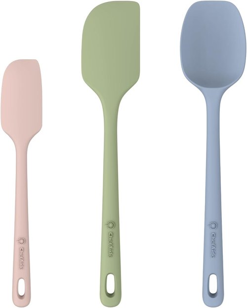 ChefAide Silicone Spatula Set - 3 Pieces, Ergonomic Grip, Heat Resistant for Nonstick Cookware
