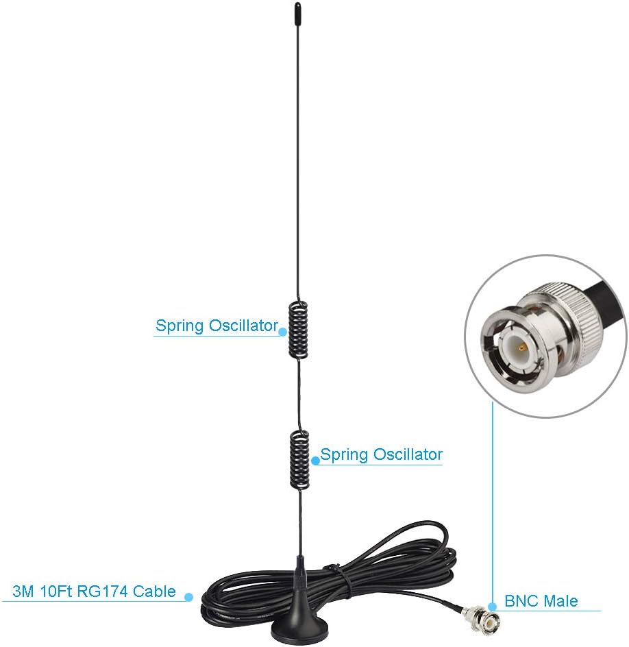 BINGFU VHF UHF Ham Amateur Radio Police Scanner Antenna Magnetic Base BNC Male Antenna Compatible with Uniden Bearcat