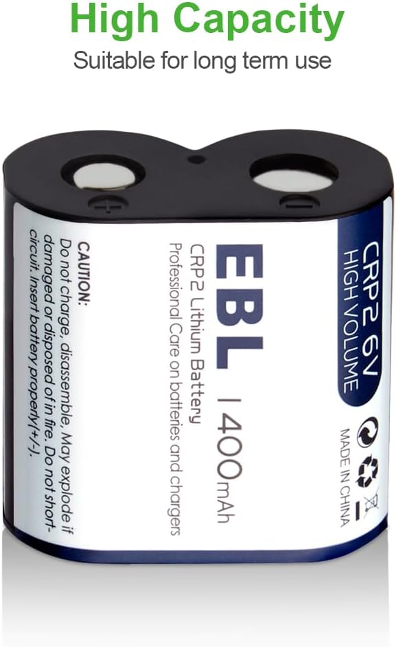 EBL CR-P2 6V 1400mAh, 223A DL223A EL223AP Lithium Photo Battery Compatible with for Camera Flash Units