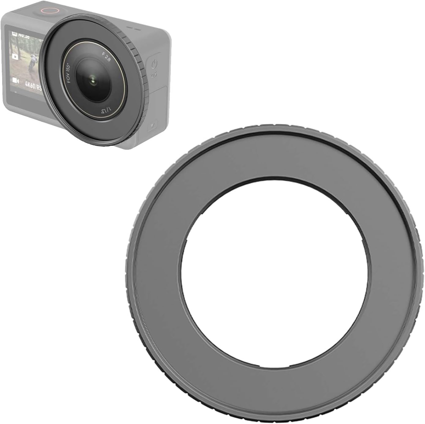 Generic 49mm 4 Lens Filter Adapter Ring for DJI Action Camera, Snap-On Filter Mount Adapter Compatible with ND/CPL/UV