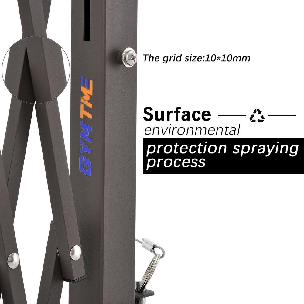 GYMTIME Metal Expandable Barricade, Portable Safety Barrier with Casters, Flexible Mobile Folding Security Gate, Adjustable Traffic Fence for Home, School, Warehouse, 5.2 Feet, 34 inch High