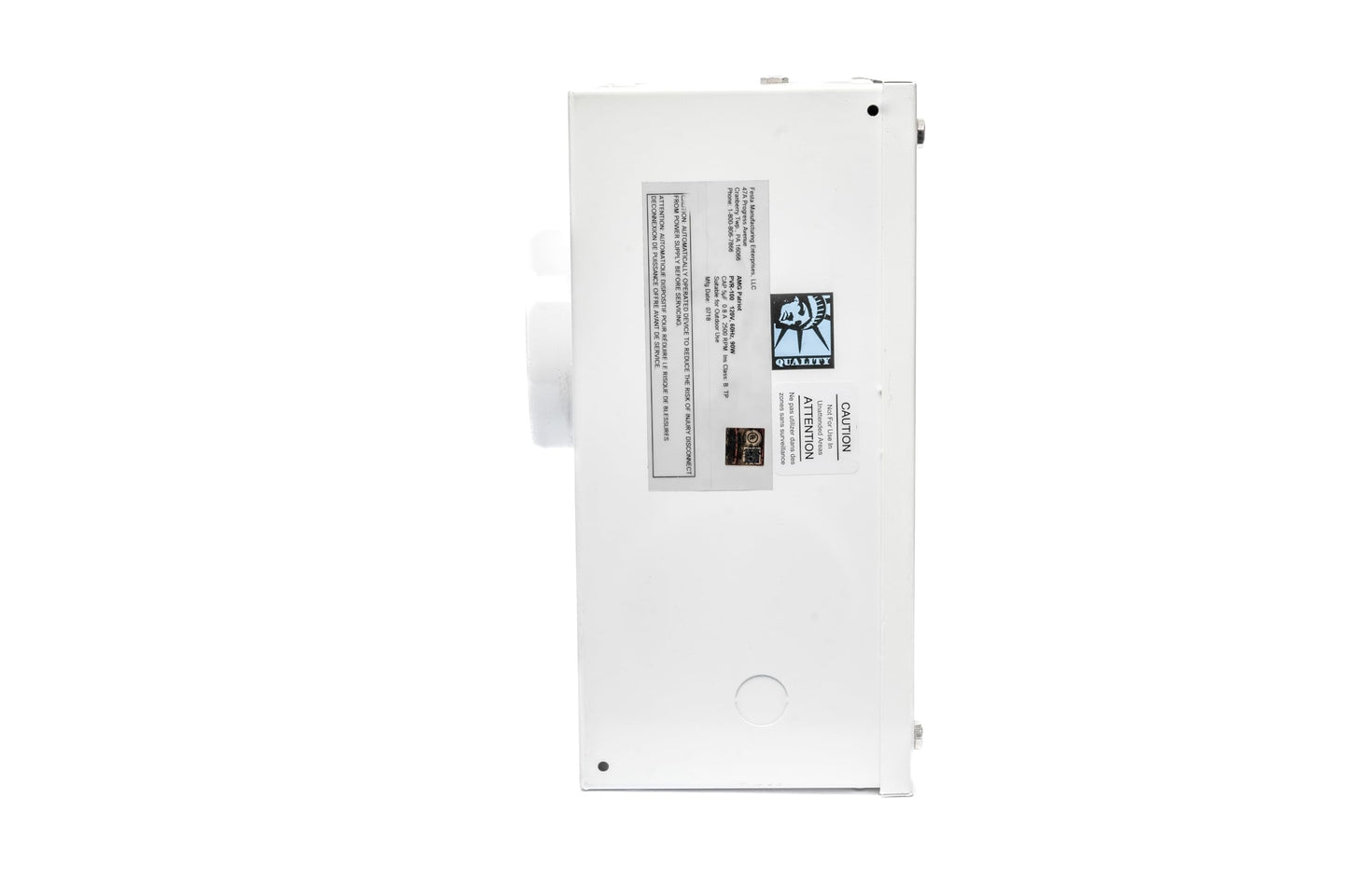 Festa AMG Patriot Radon Fan - Quiet and Energy Efficient 195 CFM Radon Mitigation System Inline Fan - 4" Electric Waterproof Inline Duct - Powder-coated steel – White