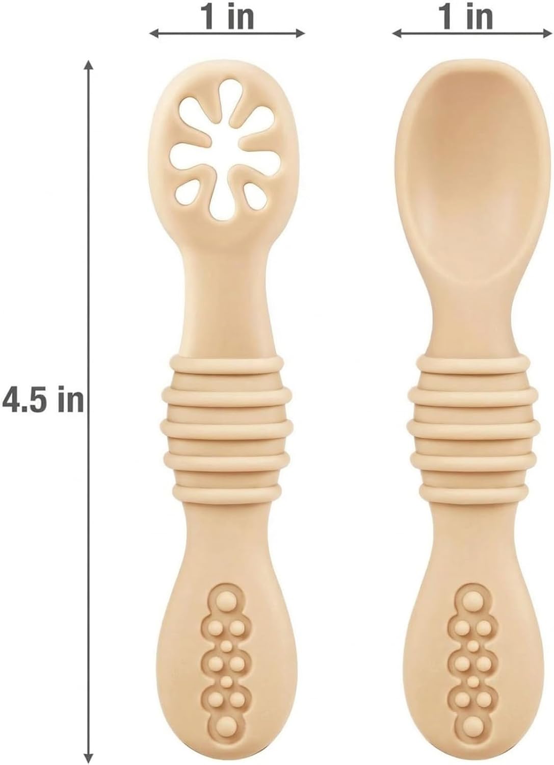 PandaEar Silicone Baby Spoons - 6 Pack for Baby Led Weaning | Self Feeding Utensils 6+ Months (Blue, Green, Beige)