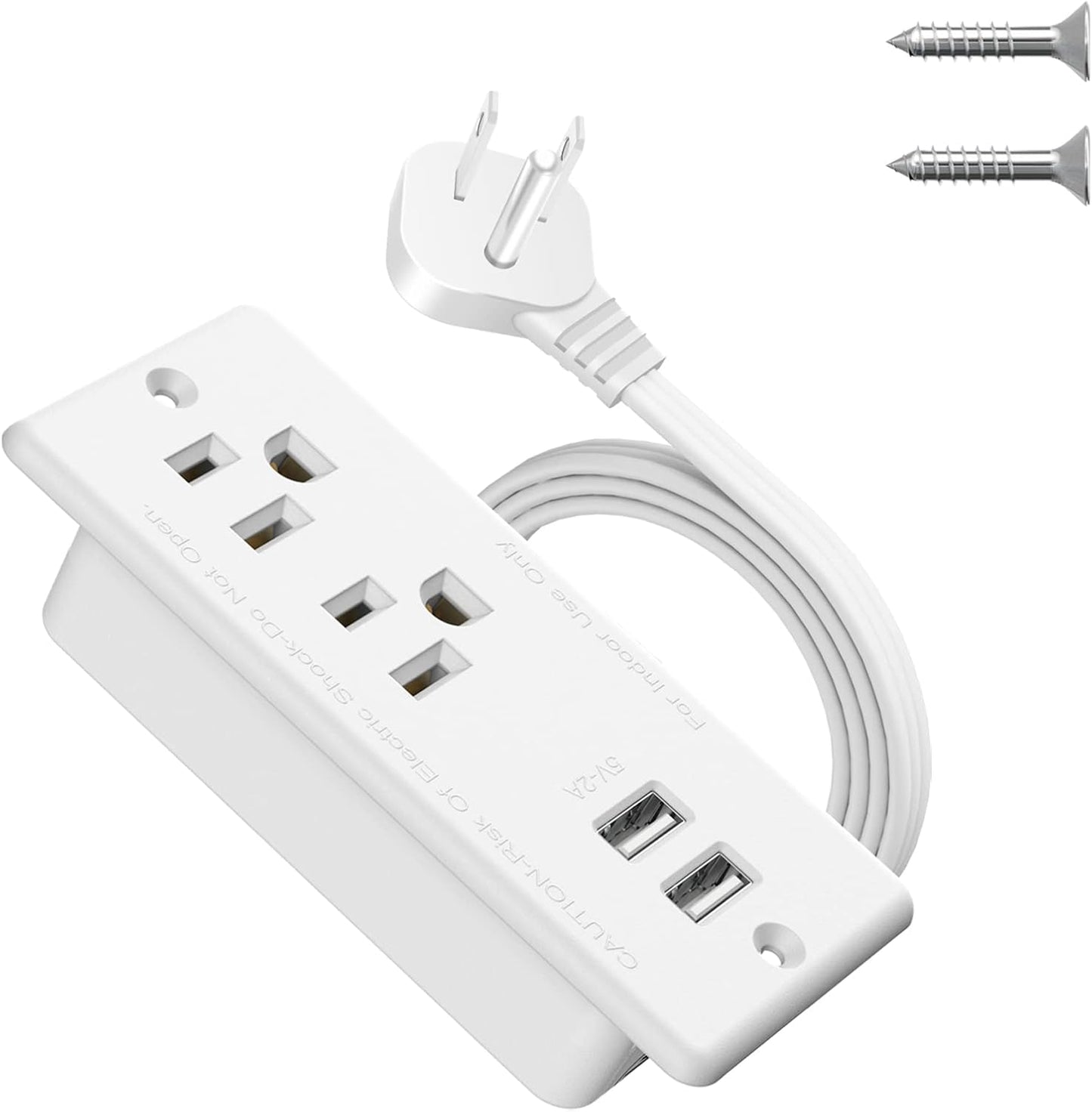 Jgstkcity Grommet 9.85ft Recessed Power Strip with USB,Flat Plug Ultra Thin Extension Cord,Furniture Desktop Charging