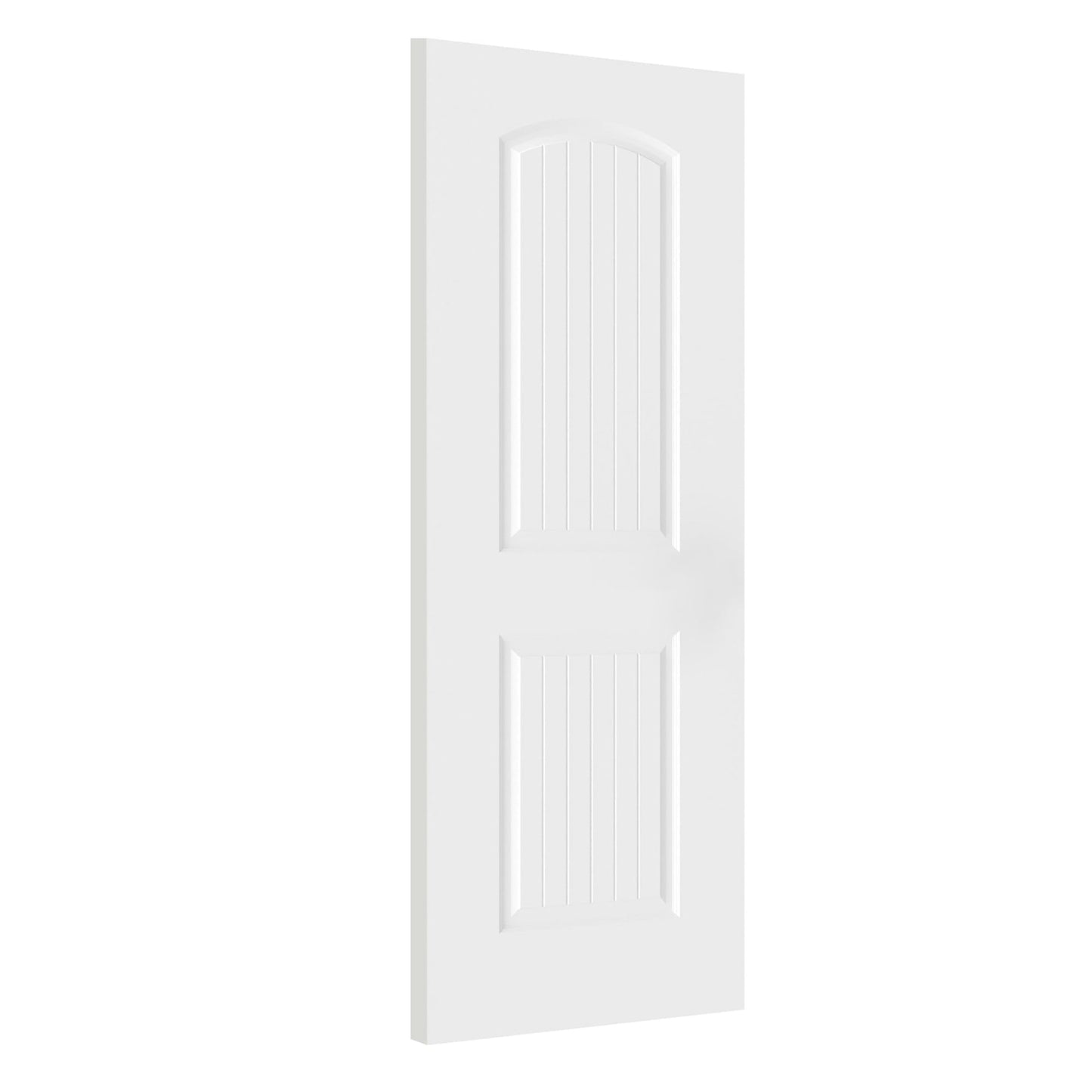 BARNSMITH 30x80 in 2-Panel Arch Top Plank Primed Molded Door Slab, Classic White Paintable Hollow Core Interior Door Panel, for Swing, Pocket, Sliding Door, Durable and Lightweight
