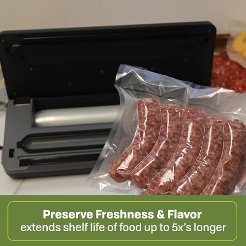 Nesco Preserve Plus Vacuum Sealer | Dry & Moist Modes | Built-in Bag Cutter & Roll Storage | 11.8" Seal Width | Includes 2 Rolls