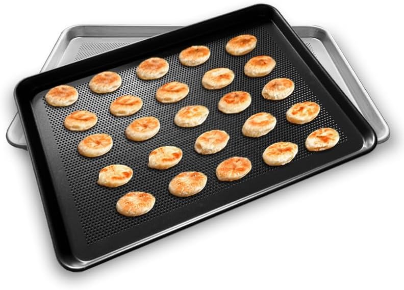 Skiennix Aluminum Alloy Baking Sheet Pan Set - 18" x 13" | Durable Cookie & Roasting Pans (2-Pack)
