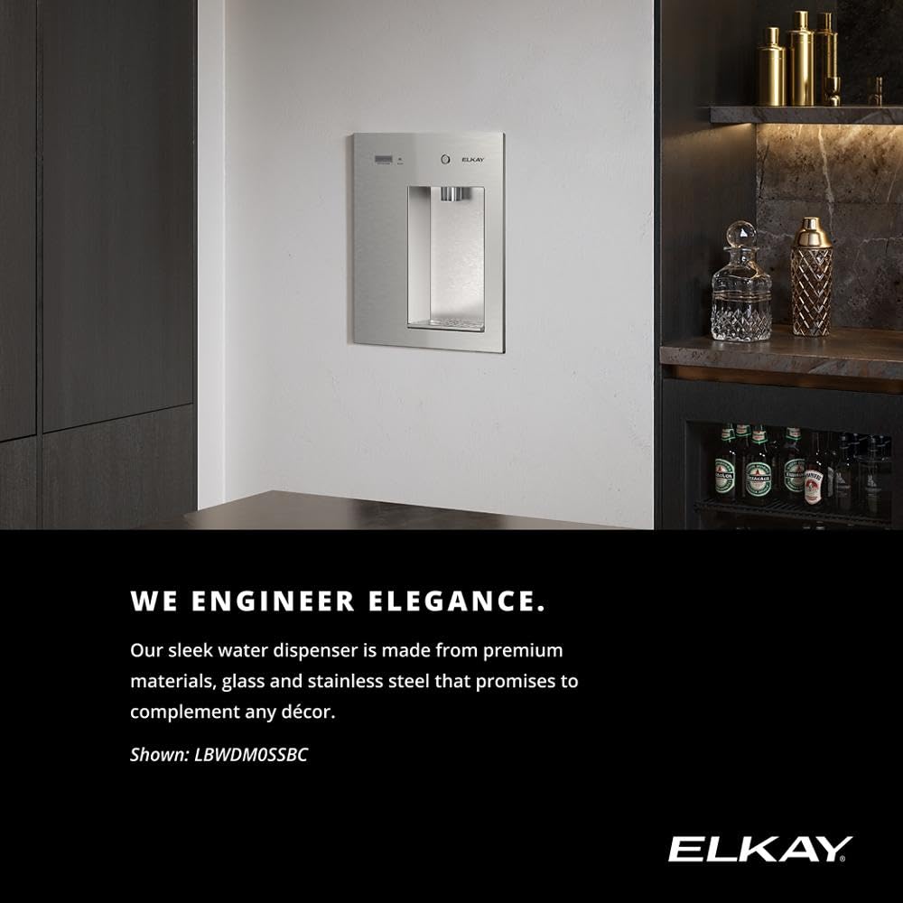 Elkay Liv EZ LBWDM0WHBC Built-in Filtered Wall-Mount Water Dispenser – Battery Powered, NSF Certified, Push Button, Reduces Lead & PFAS, Aspen White, Non-Refrigerated – Ideal for Home