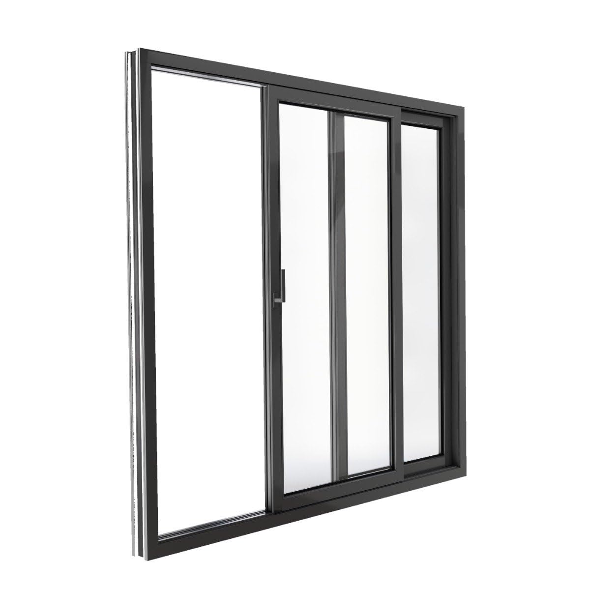 Patio Exterior Metal-Plastic Sliding Doors/Patio 8166 Matte Black 64" x 80" Left Active Door/Tempered Clear Glass Bypass Door