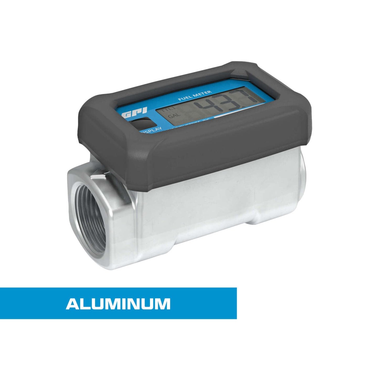 GPI - 01A Series Turbine Flow Meter for Fuel, Aluminum Body with Battery Powered Digital Display, 3-30 GPM (113255-1)