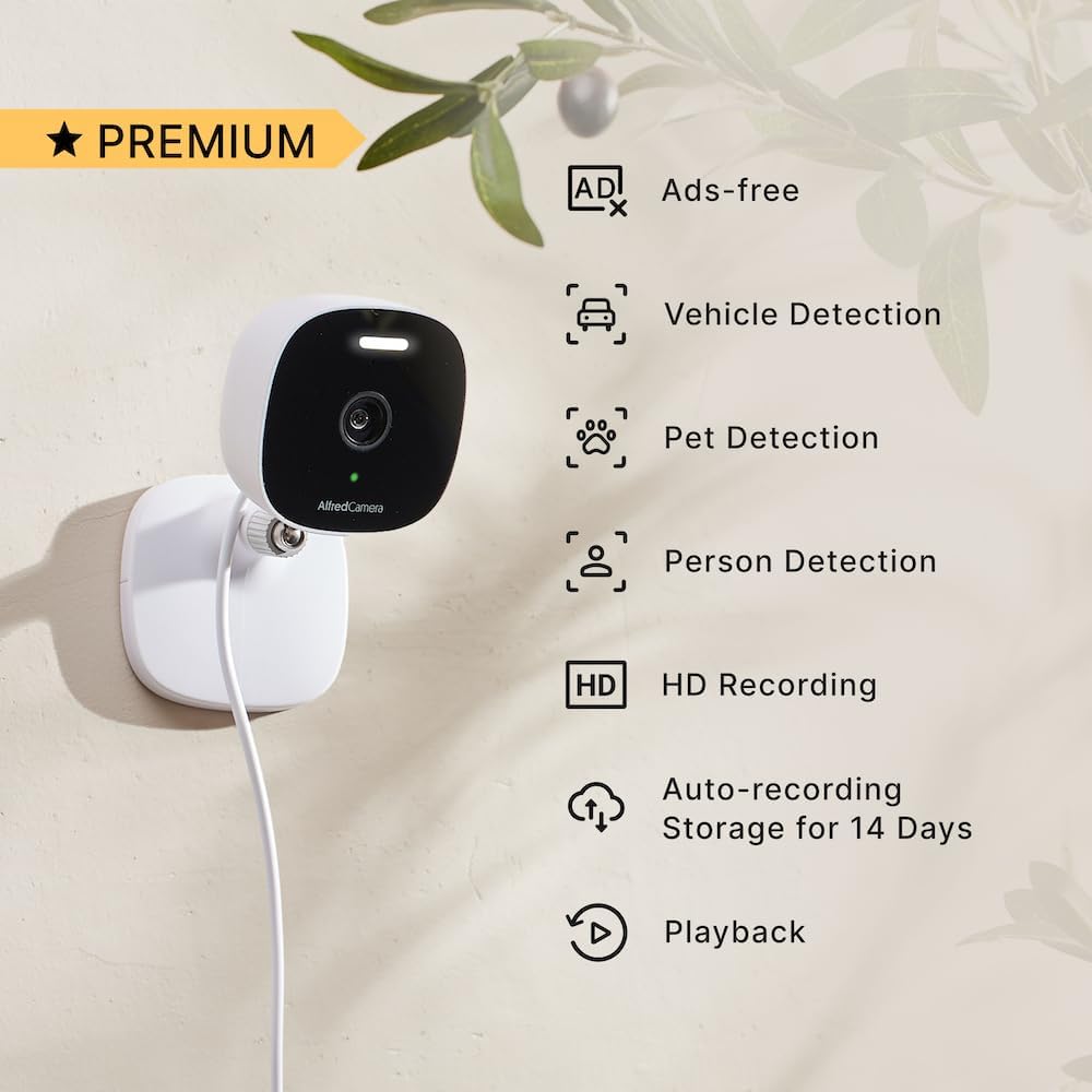 AlfredCamera 2 2.5K, 2.4 5GHz, IP65 (100M+ AlfredCam Plus Smart Home Security Camera WiFi & Indoor/Outdoor, Waterproof