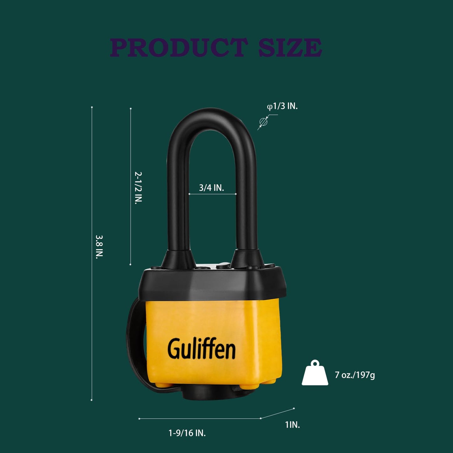 Guliffen Weatherproof Laminated Steel Padlock with Same Key, Outdoor Padlock with Long Shackle for Gate, Fence, Shed,Garage, 6 Pack
