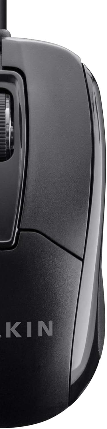 Belkin 3-Button 5-Foot Wired USB Optical Mouse with Cord, Compatible with PCs, Macs, Desktops and Laptops