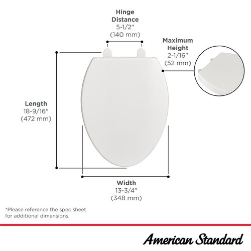 American Standard 5025A65G.020 Telescoping Luxury Slow-Close EverClean Elongated Front Toilet Seat, White