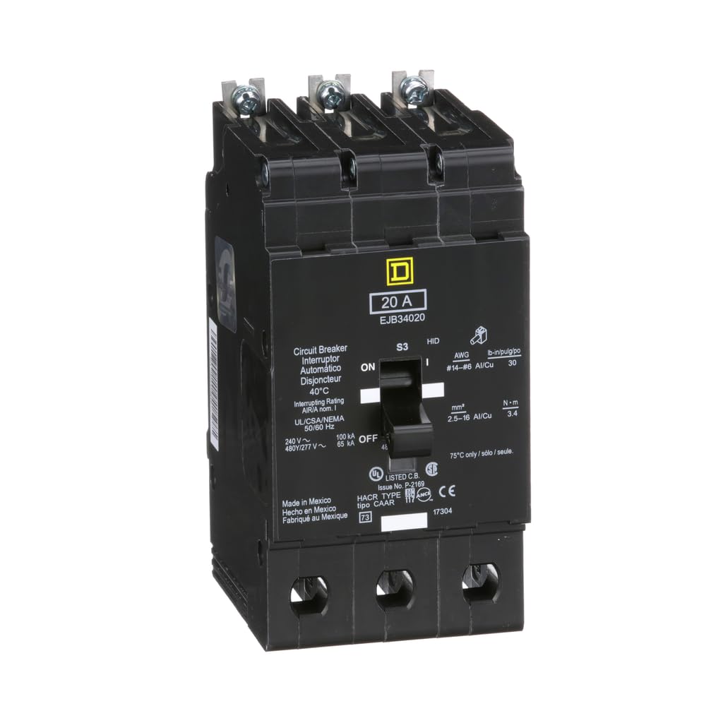 SCHNEIDER ELECTRIC EJB34020 Miniature Circuit Breaker 480Y/277-Volt 20-Amp Electrical Box