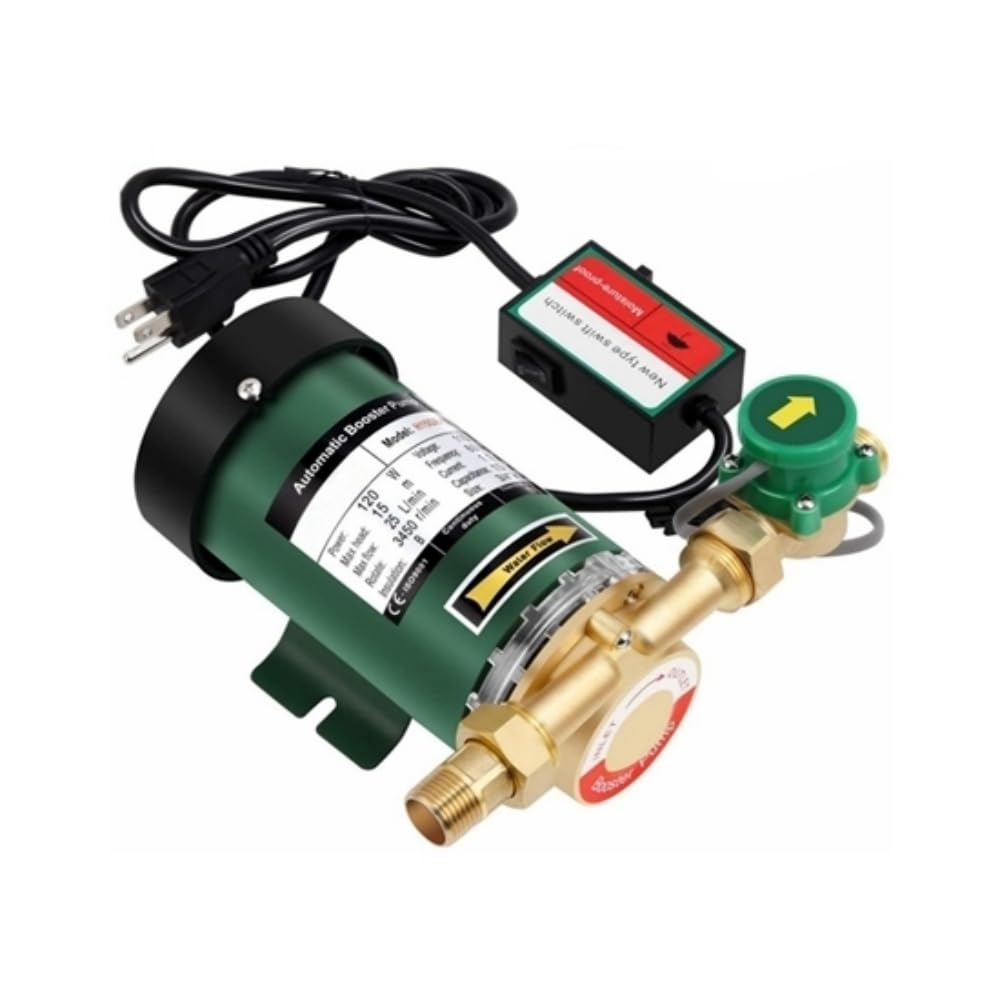 TNEHOD 120W Automatic Water Pressure Booster Pump 110V 60Hz, Home Inline Shower Booster Pump with Water Flow Switch for Household Kitchen Bathroom Water Heater Irrigation