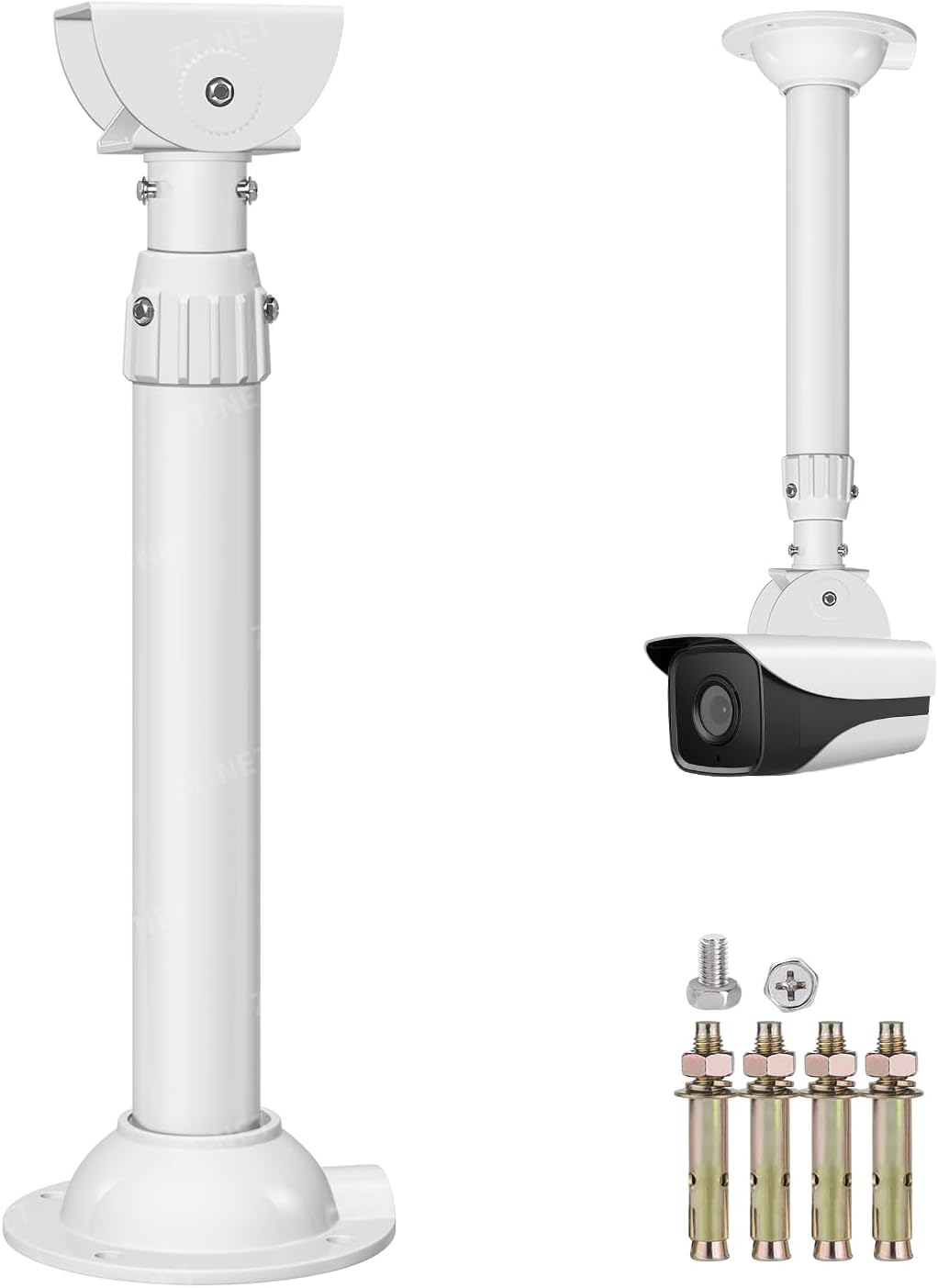 11.8-23.7 inch, ZT-NET Extendable Mounting Pole for Security Surveillance Cameras, Adjustable Ceiling Mount Bracket