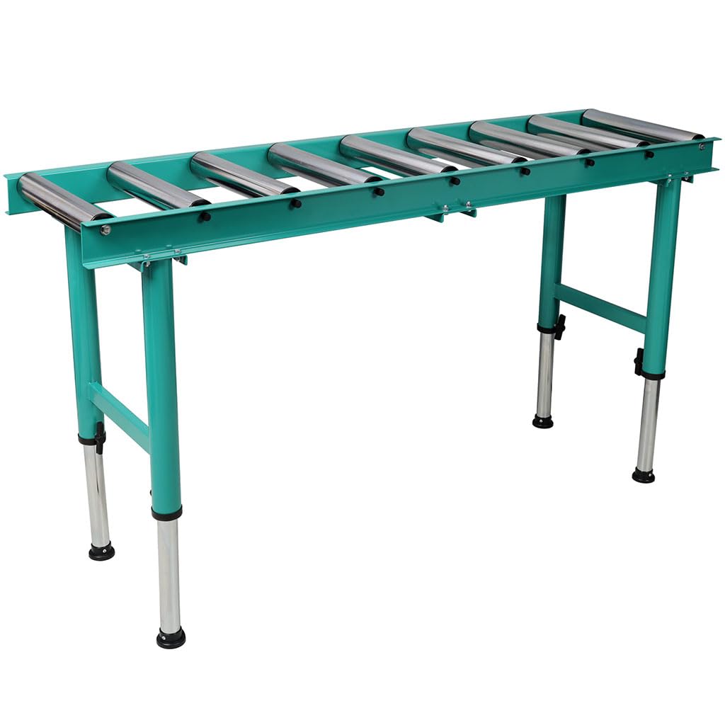 SEOCCTV 5 FT Adjustable Roller Conveyor Table with 9 Rollers, Heavy Duty Portable Steel Conveyor Stand, Height Adjustable Roller Table Supports 440 lbs for Warehouse, Workshop & Material Handling