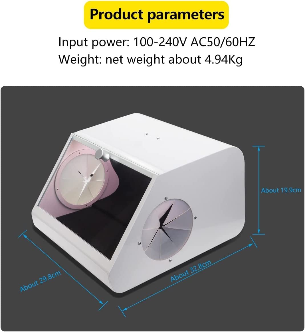 OUBO Lab Sandblaster Dust Collector High Strength LED Vacuum Extractor Box Grinding Polishing Box Lapping Protector Sandblasting Dust-Proof Case