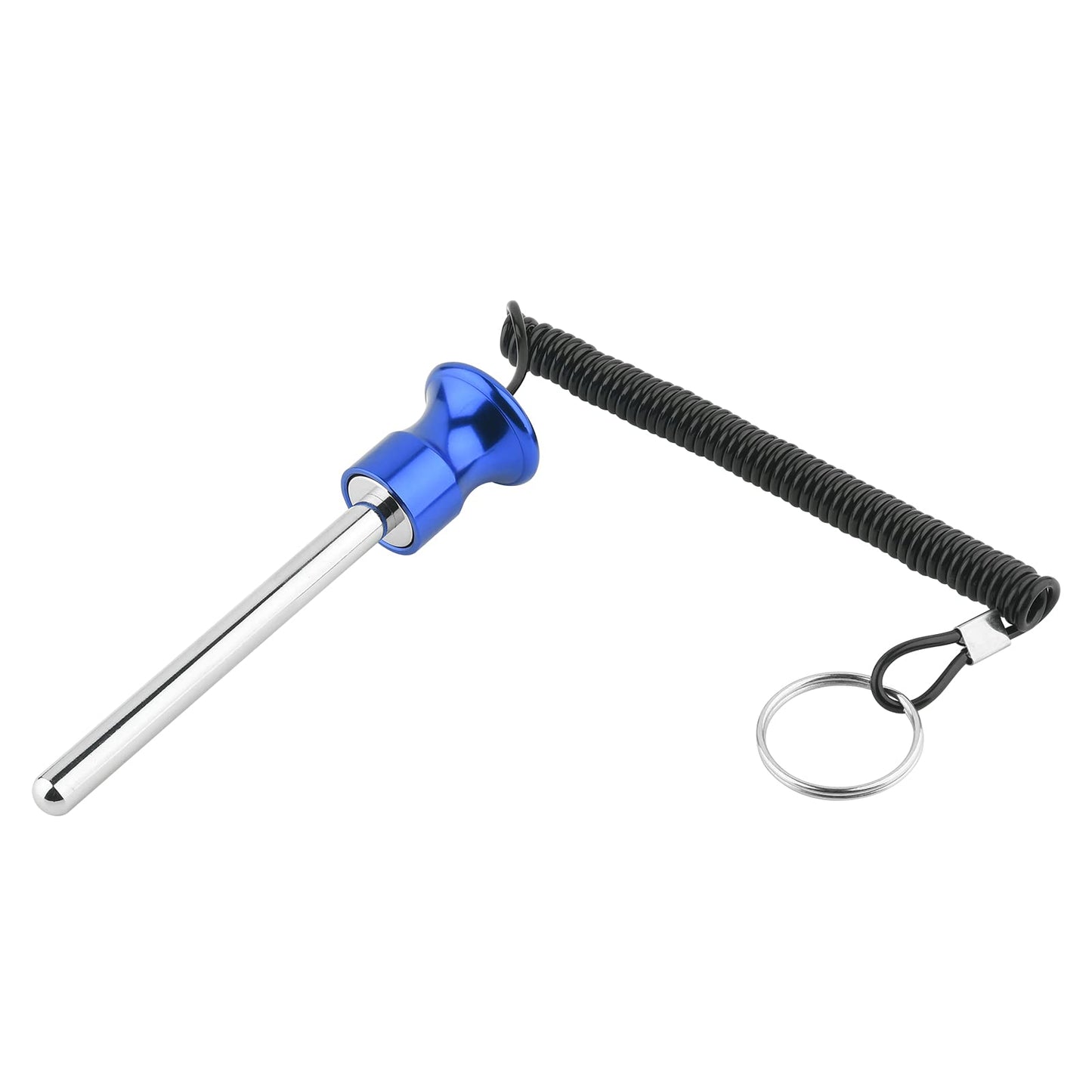 Cosmos Gym Weight Stack Pin Universal Replacement Selector Lock Pin Detent Hitch Pin, Tensile 3/8" Dia. & 4" Locking Space with Lanyard, for Gym Equipment Machine Weight Plate (Blue Knob)