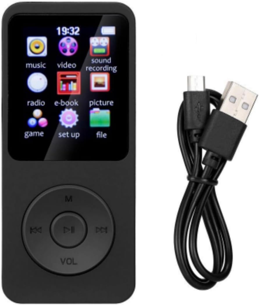 CHICHIYANG 5V/1A 5.0 MP3 1.8" 128GB Bluetooth Player Display Screen with FM Radio E-Book Game Console Functions Support