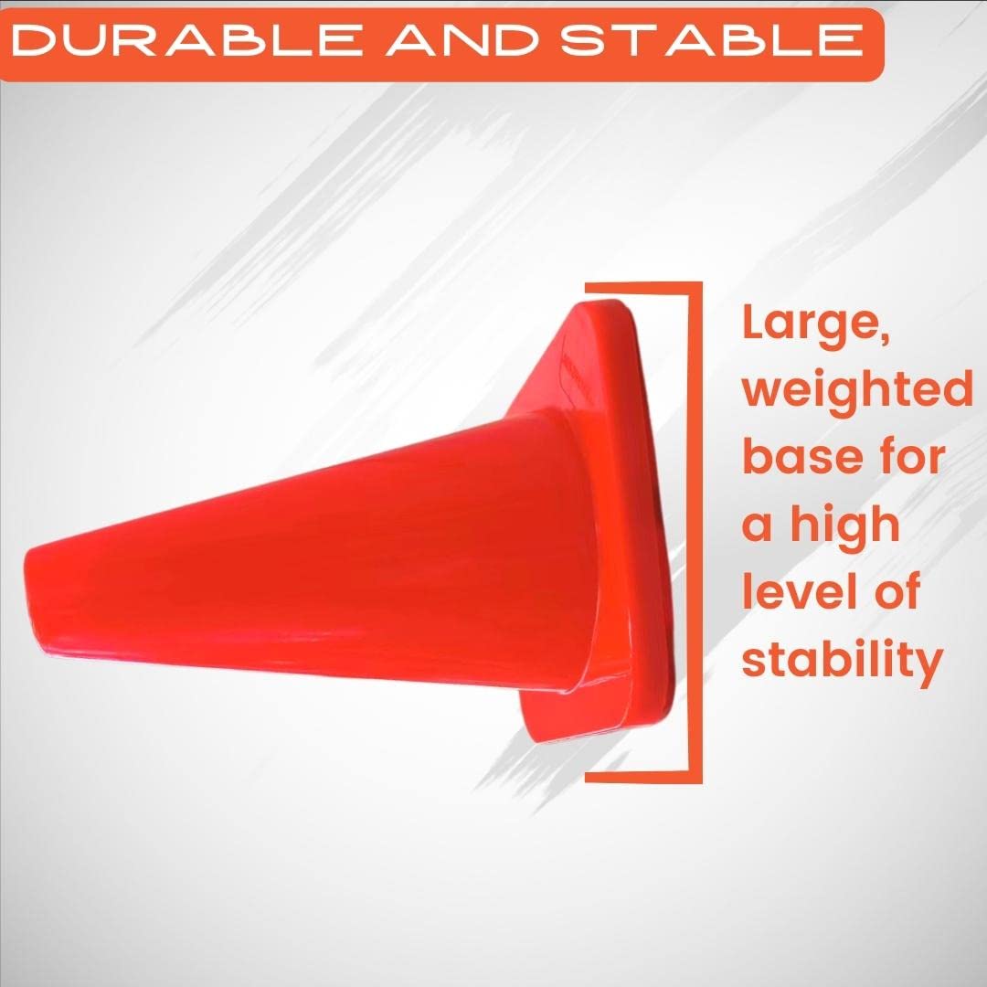 Versatyle 9in Heavy Duty Agility Training Cones for Soccer, Football, Basketball & Sports Drills, Flexible Motorcycle & Traffic Training Cones, Durable, Versatile, High Visibility (Set of 12, Orange)