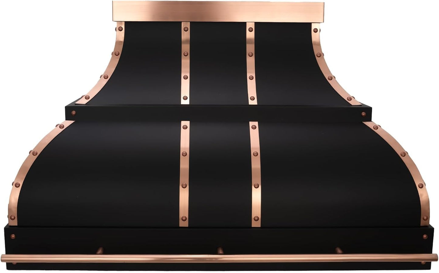 NAUXUS Custom Stainless Steel Range Hood, Handmade Kitchen Hood with Powerful Range Hood Insert, Classic Stove Vent Hood with Straps & Rivets,HCW44PBS#