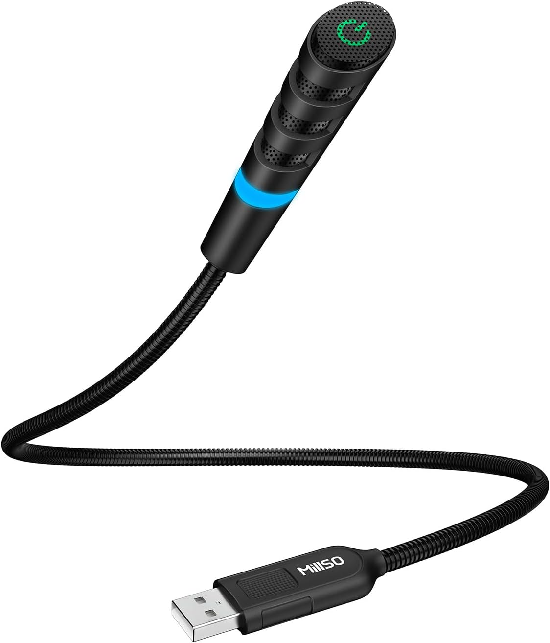 MillSO USB Microphone for PC and Laptop, Portable Gooseneck USB Computer Microphone Mute/Noise