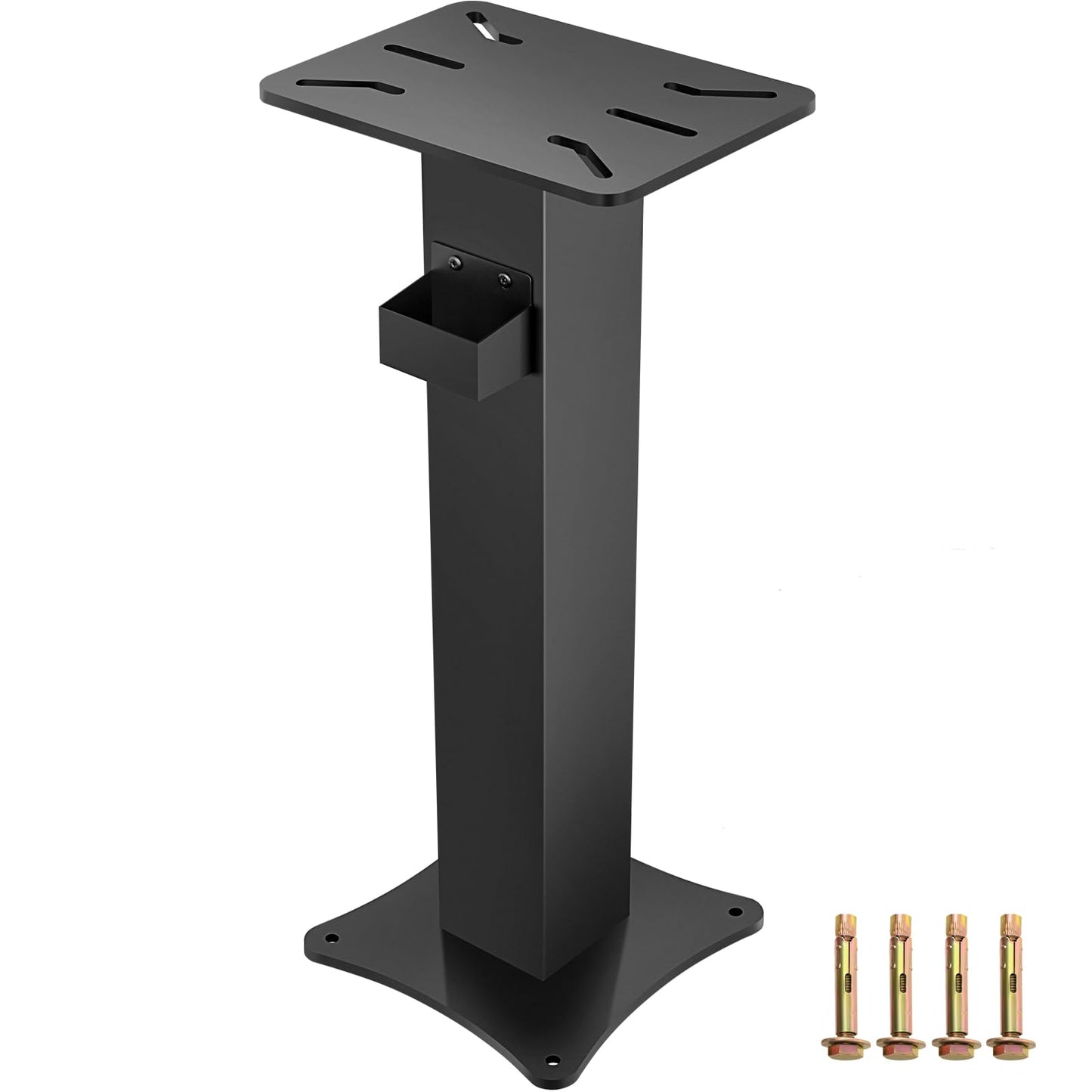 LMYYGOO Bench Grinder Stand, Heavy-Duty Floor Pedestal with 13.77" x 9.84" Mounting Plate, 32.67" Height, Pre-Cut Slots & Water Pot, Compatible with Bench Grinders, Vises, Drill Press and More