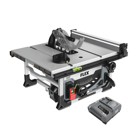 FLEX 24V Brushless Cordless 10-Inch Table Saw Kit with 10.0Ah Stacked Lithium Battery and 280W Rapid Charger - FX7221-1J