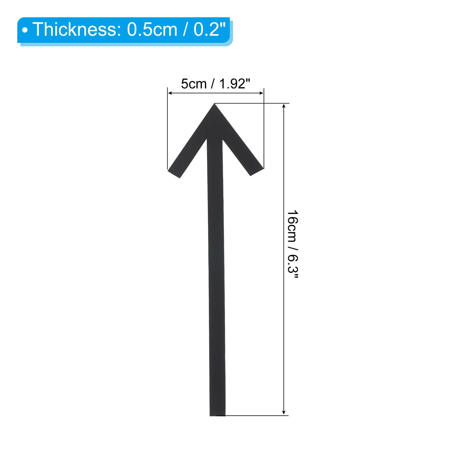 PATIKIL 6.3" Self Stick Arrow Sign, 2 Pack Acrylic Directional Sign Sticker Self-Adhesive for Indoor/Outdoor Wall Marking, Black