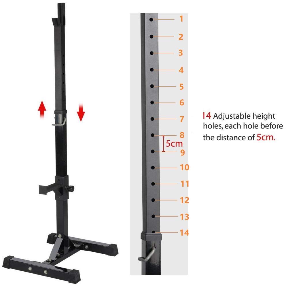 Yaheetech Pair of Adjustable Squat Rack Standard 44-70 Inch Barbell Rack, Solid Steel Squat Stands Bench Press Storage Home Gym Portable Dumbbell Stands