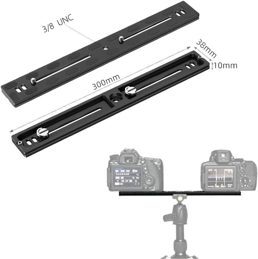 Trwteru 300mm Quick Release Plate for DSLR Cameras, Aluminum Alloy Universal Tripod Mount Plate Secure Locking