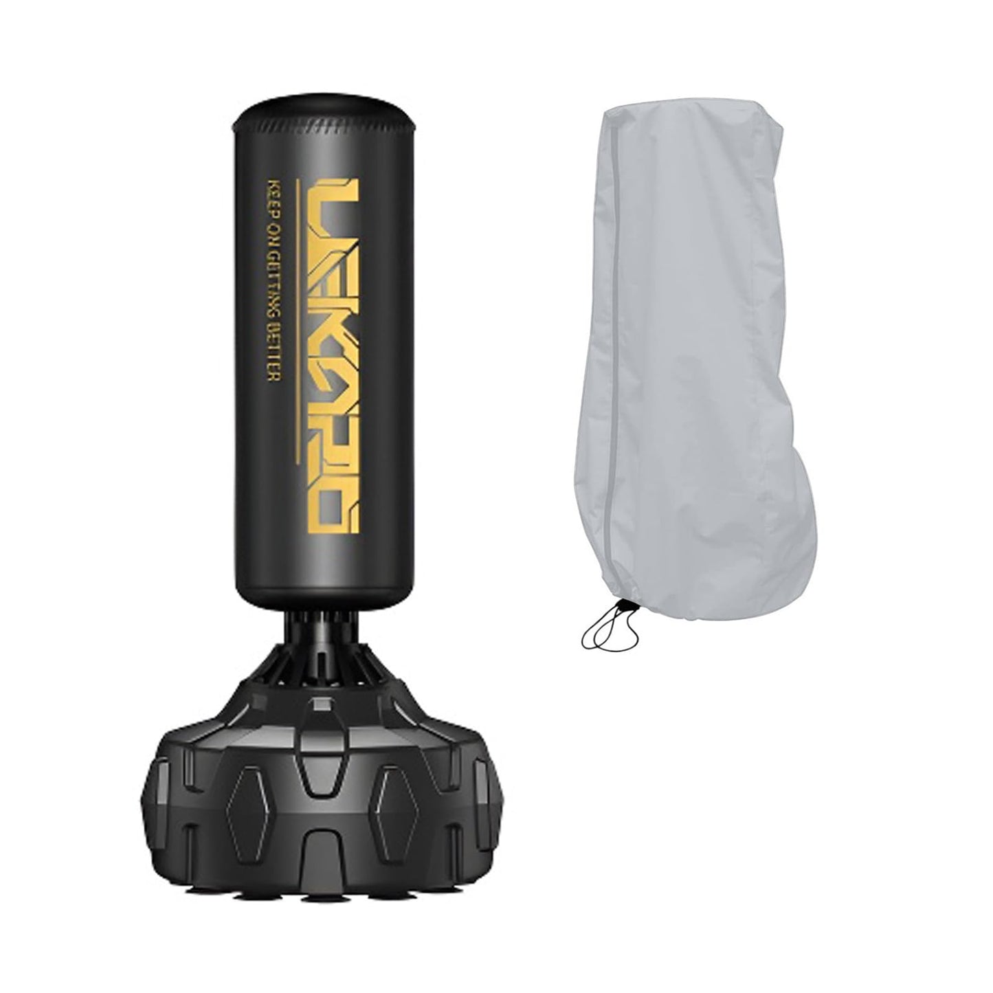 HEVSTIL Free Standing Punching Bag Cover Outdoor Waterproof, Standing Boxing Bag Cover,Adjustable Thickened Heavy Punching Bag for Punching Bag, Boxing Bag Protective Cover,52 inch (Gray)