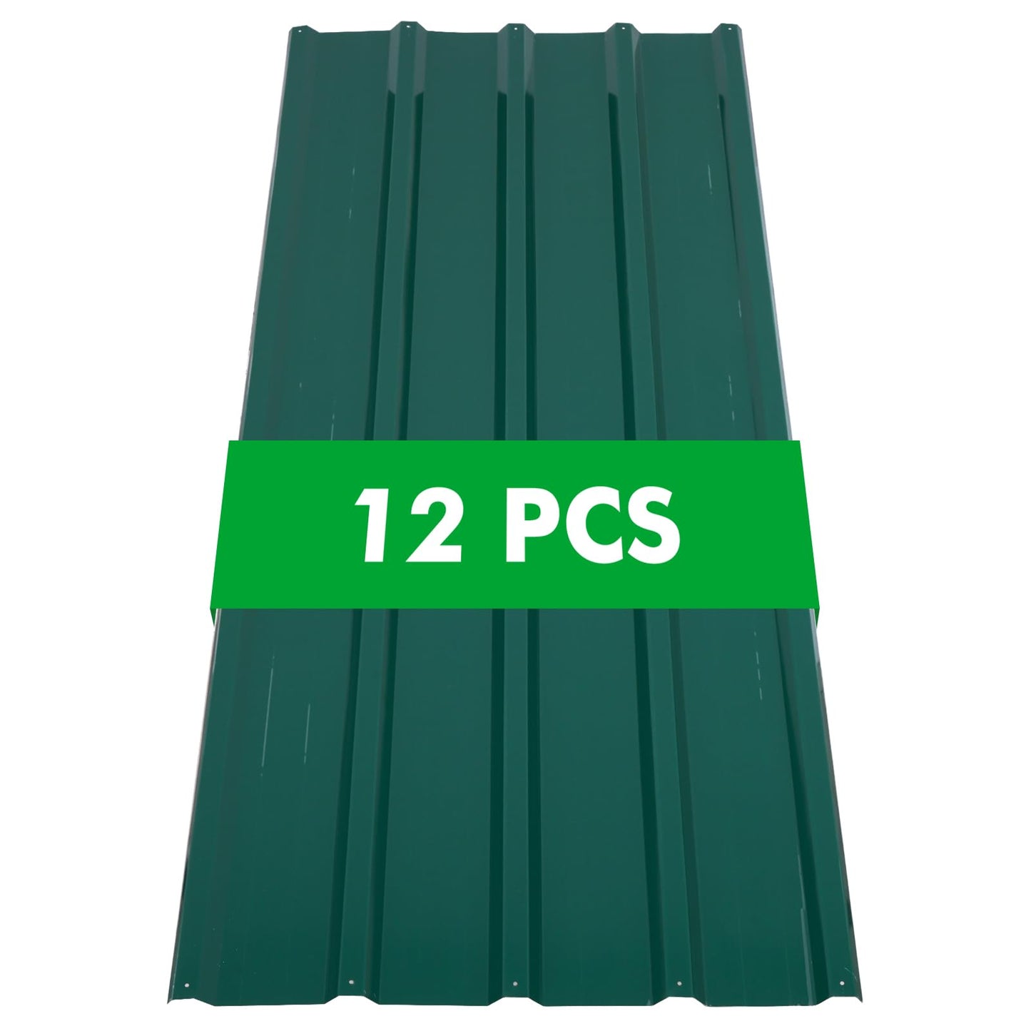 Metal Roofing Panels 12pcs, Galvanized Steel Roof Panels L43.3×W17.7 Inch, Corrugated Tin Roofing Panels Roof Protector, for Garages Coop Chicken Sheds Stables Patio (Green)