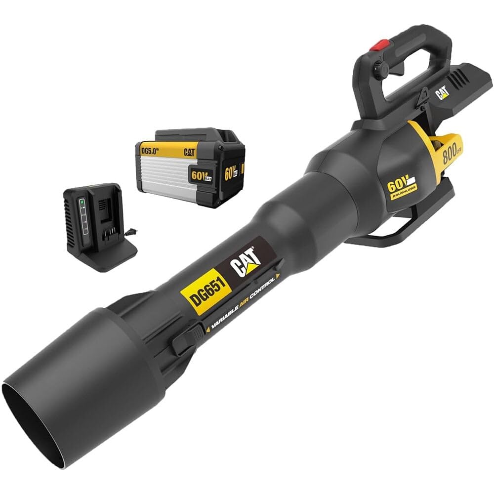 Cat DG651 60V 800 CFM 170 MPH High-Powered Leaf Blower Cordless, Adjustable Speed Blowers for Lawn Care, Lightweight Cordless Leaf Blower with Variable Air Control – Battery & Charger Included