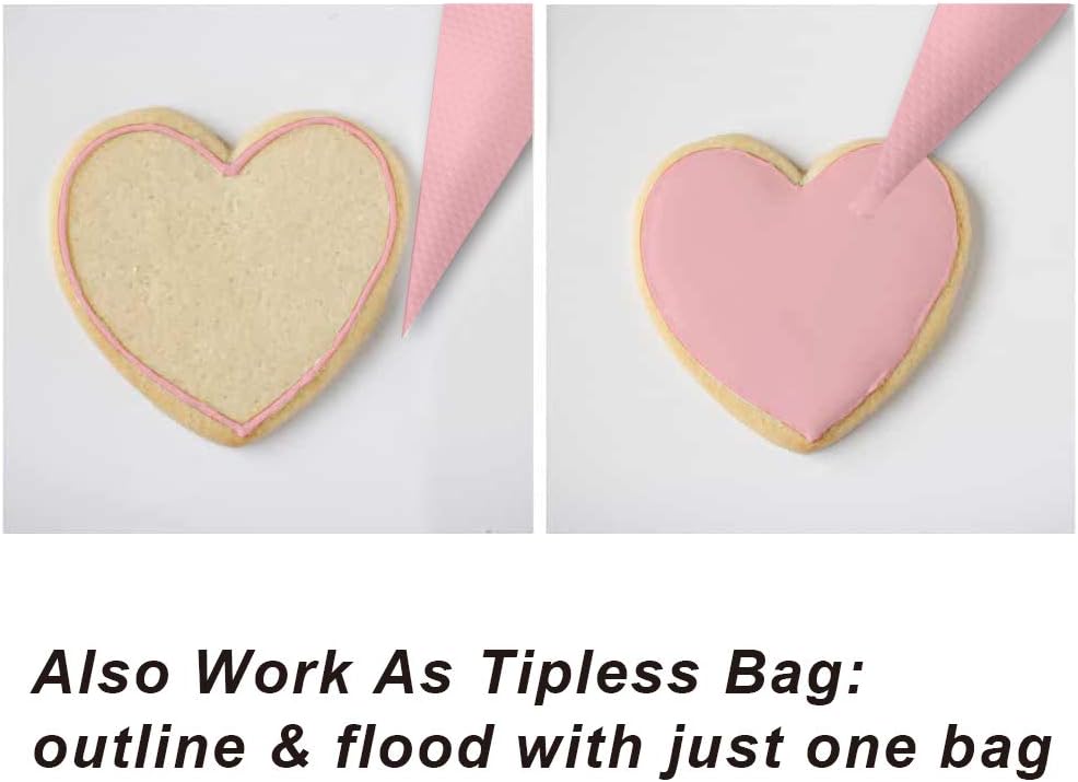Weetiee Pastry Bag Set - 100 Extra Thick 16-Inch Disposable Piping Bags with 8 Tips & Coupler