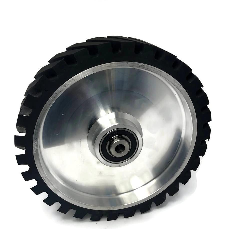 10 x 2" Belt Grinder Contact Wheel,Belt Sander Bearings Serrated Rubber Contact Wheels With 2 heavy Duty bearing 6205 RS