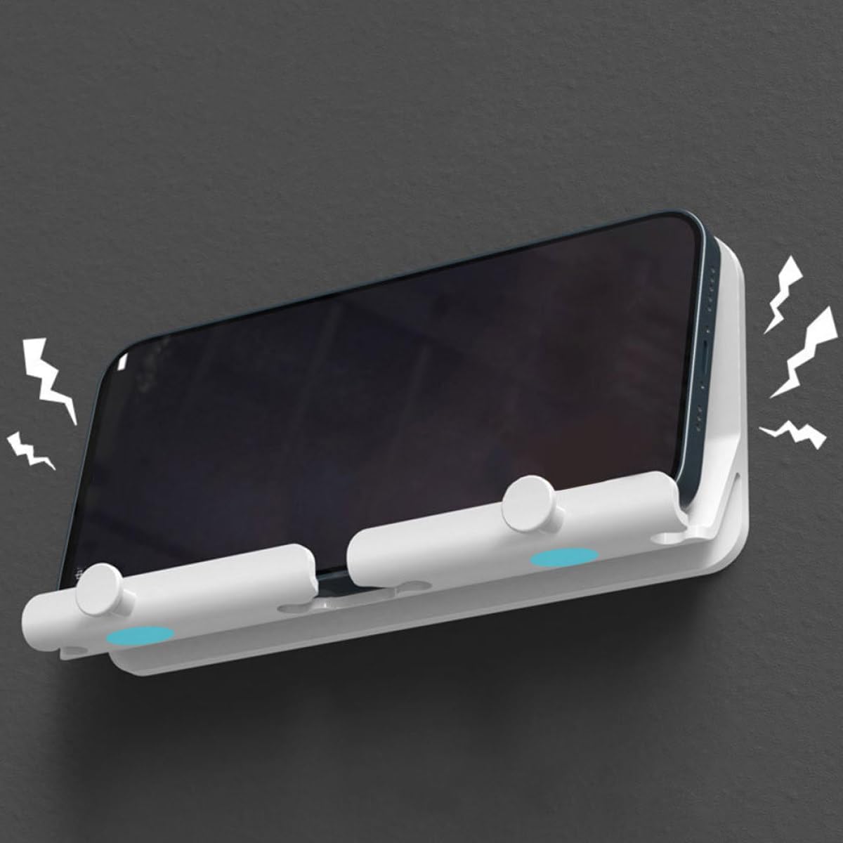 BESPORTBLE Wall Adhesive Phone Charging Stand with Hook, Smartphone Holder and Storage Organizer for Bedroom