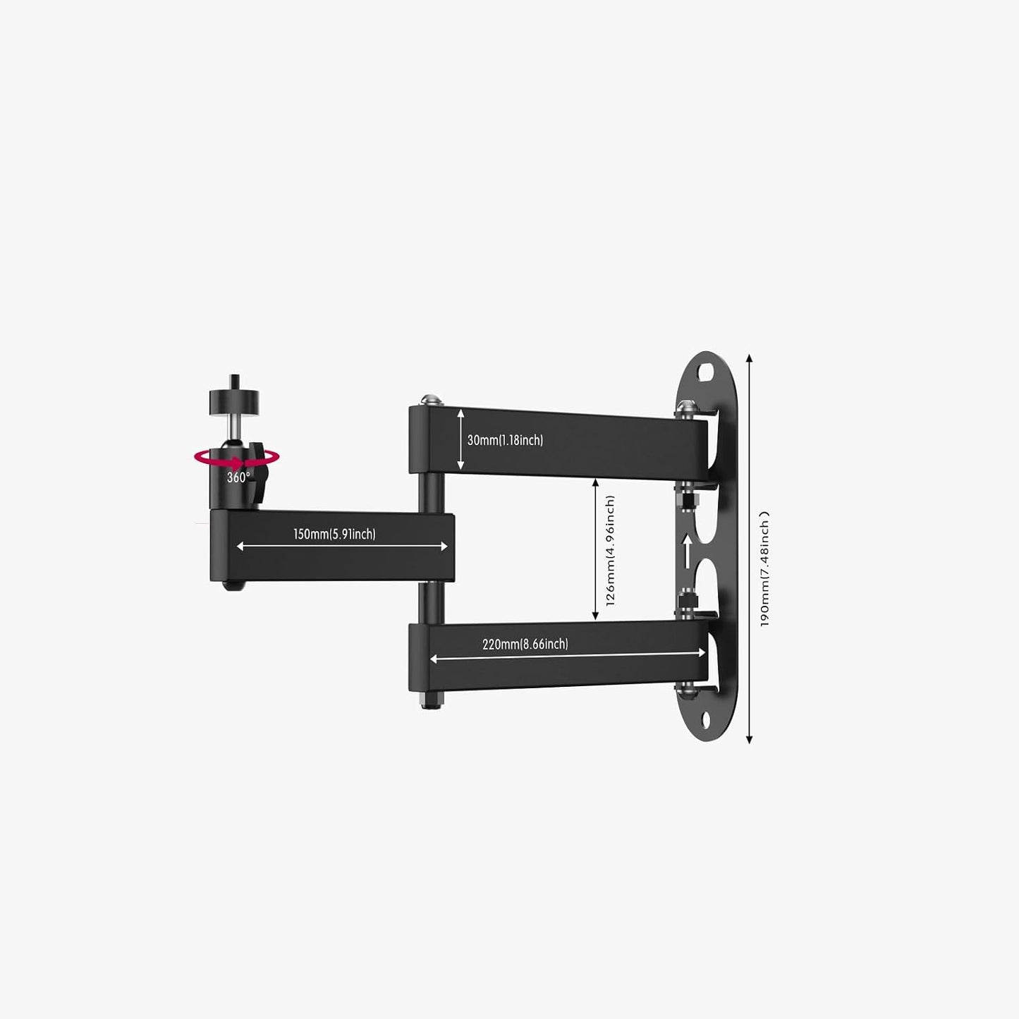Bicrergo 360 1/4" 6.6lbs), Universal Projector Wall Mount - Rotation & Adjustable Tilt, Fits Screw Projectors, Cameras