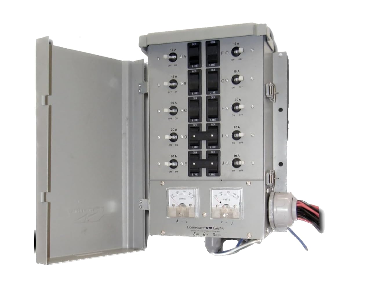 Connecticut Electric EmerGen Backup Power Manual Transfer Switch - 50 Amp, 10-Circuit, 12500 Watts, for Generator (Transfer Switch Only)