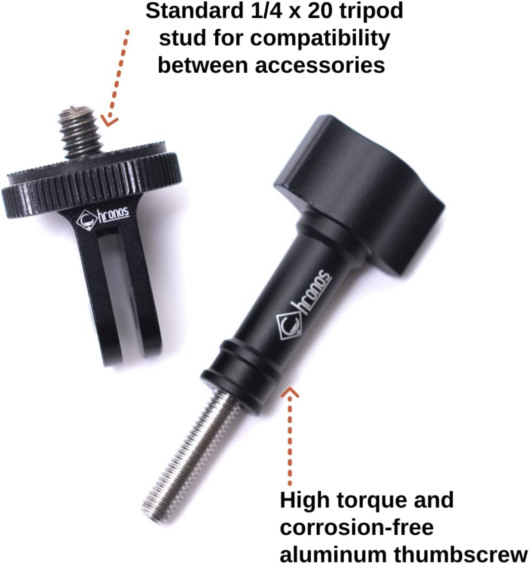 CHRONOS Black Aluminum Tripod Adapter Mount for GoPro Cameras