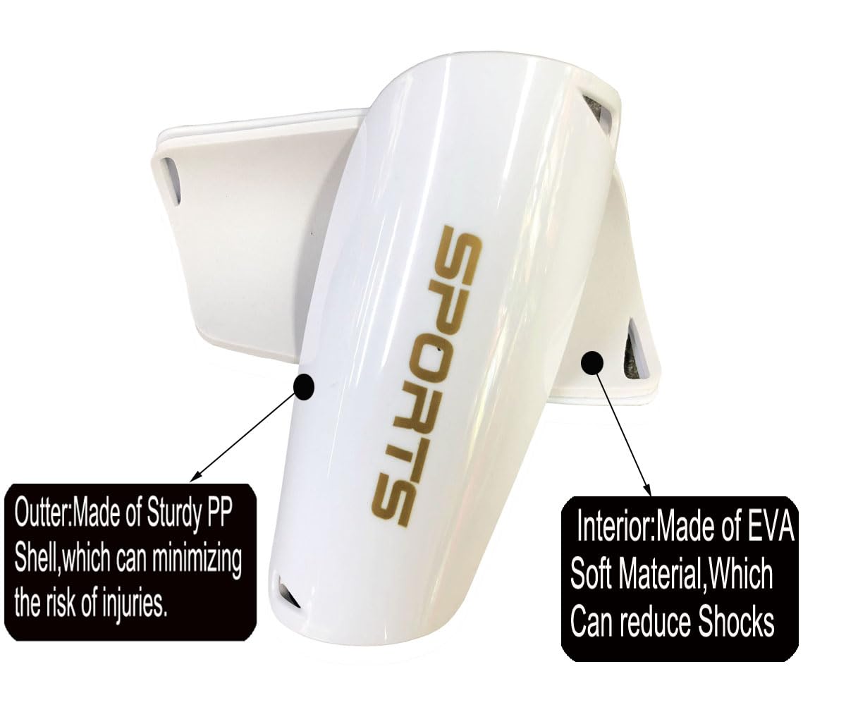 Soccer Shin Guards for Kid Youth Teen Adult - Shin Guards Sleeves with Inserted Pocket Cushion Protection Reduce Shocks and Injuries for TeamSports (White, Medium)