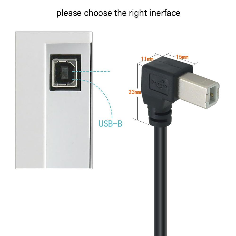 Tivid 59" 2.0 90 4.9 USB High Speed Right Angle Printer/Scanner Cable - Degree USB A Male to B Male - Feet