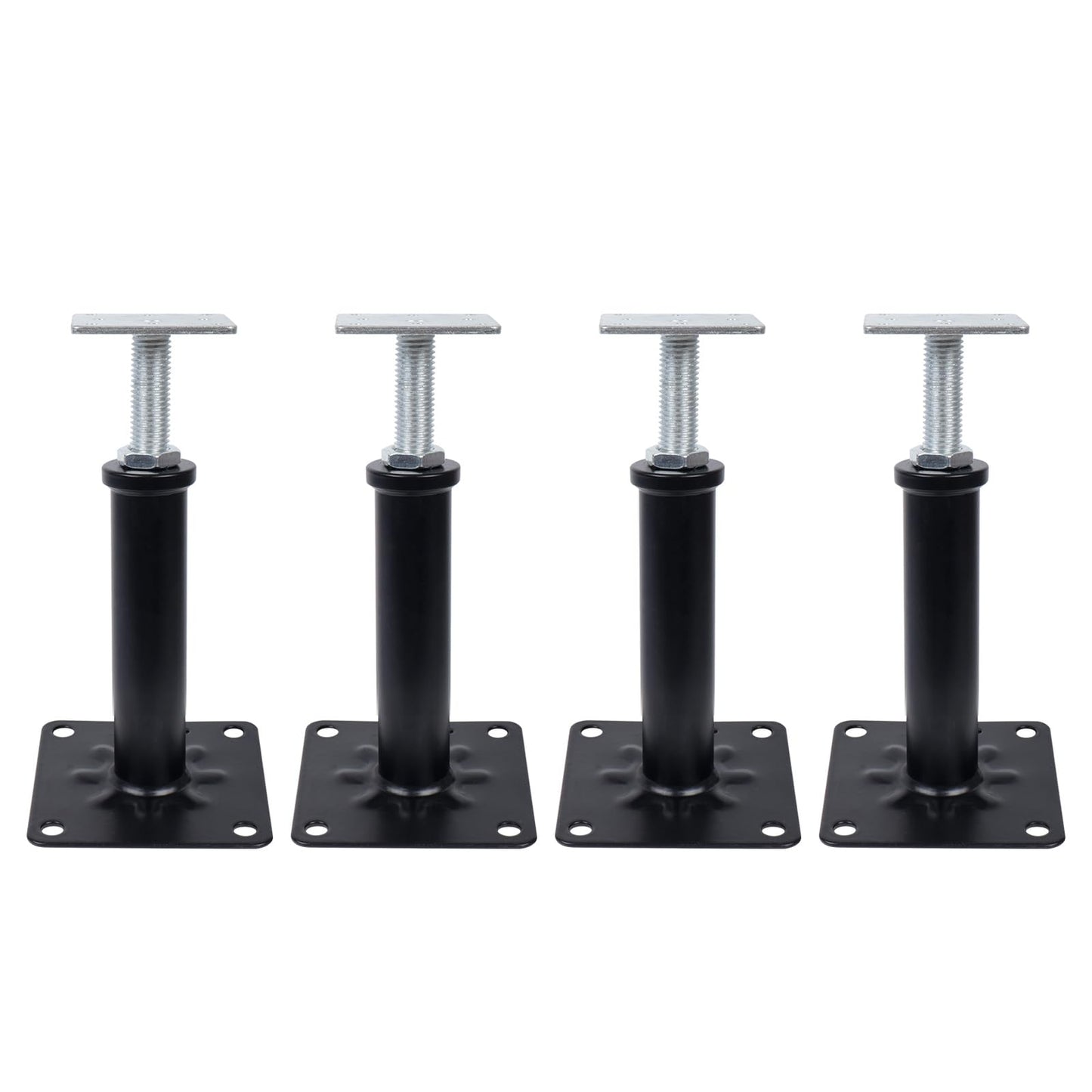 4 Pack Adjustable House Floor Jacks – 5"-8" Heavy Duty House Jacks for Leveling, Steel Support Posts for Beams, Decks, Crawl Spaces, Basements-Black