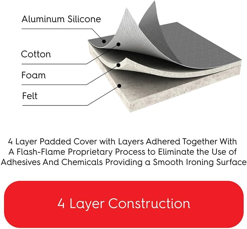 TIVIT Ironing Board Cover - Scorch Resistant AlumiTek Coating & Thick Padding, 59x22 - Made in Italy