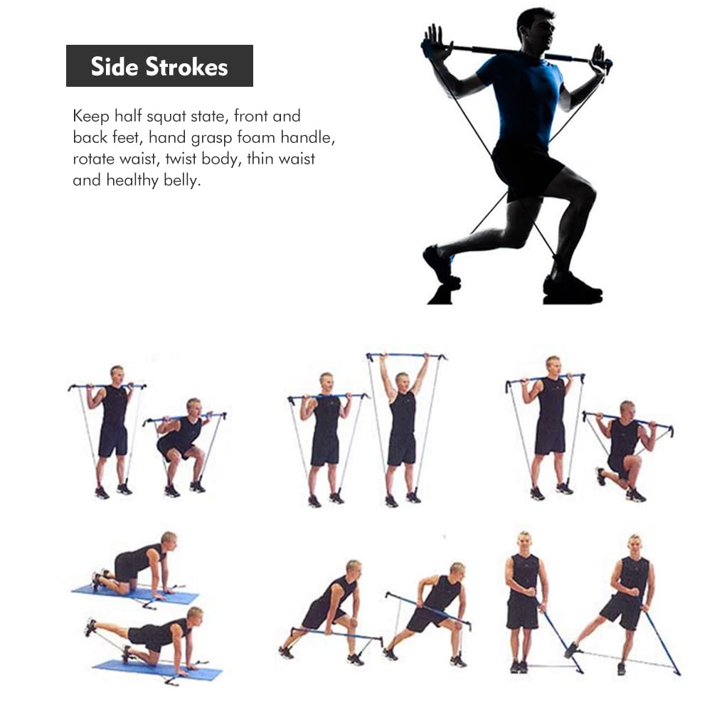 Pilates Bar Kit with Resistance Bands,Multifunctional Pilatess Bar,Stretched Fusions Toning Bar,Pilates Sculpt Bar,Home Gym Equipment for Women & Men Home Gym Pilates Yoga(Black)