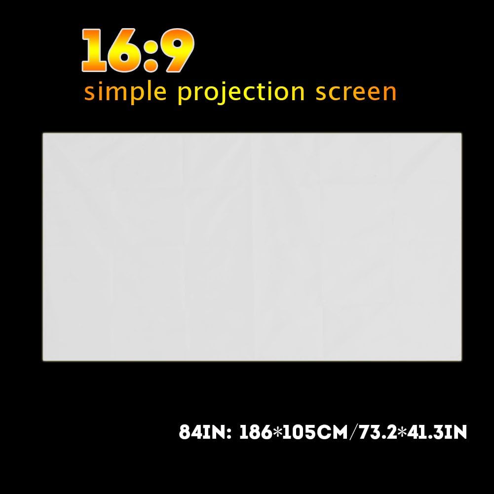 Zopsc 60-120 Inch 16:9 Anti-Reflective(84inch) Portable Projection Screen White Synthetic Polyester Fabric Projector