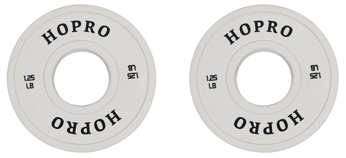 HoPro Olympic Fractional Plates Change Plates Pair of Each 1/4, 1/2, 3/4, 1, 1.25, 2.5 and 5LB Weights, White (HP-C125P)