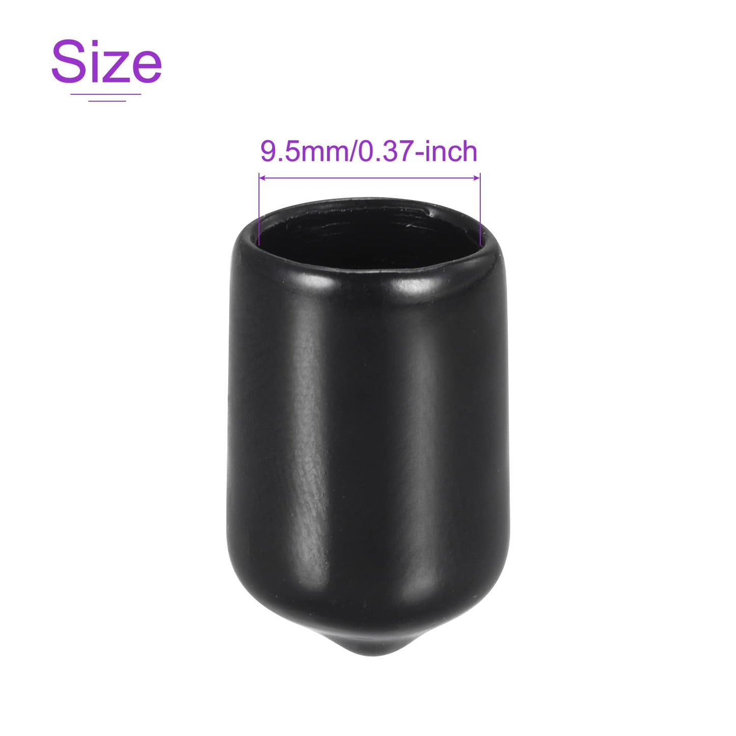 DMiotech 20 Pack 3/8" ID Black Screw Thread Protectors Rubber End Caps Bolt Covers for Screw Bolt Furniture Pipe
